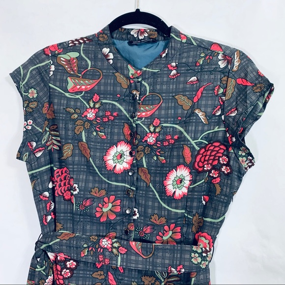 tokyo talkies navy blue printed shirt dress